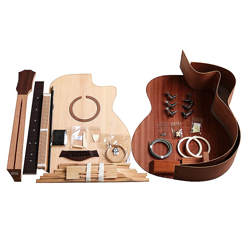 41 Zoll GAC Cutaway gitarre DIY Volk Ballade einzigen gitarre zubehör paket fichte massivholz Seite zurück sperrholz: Ursprünglich Titel