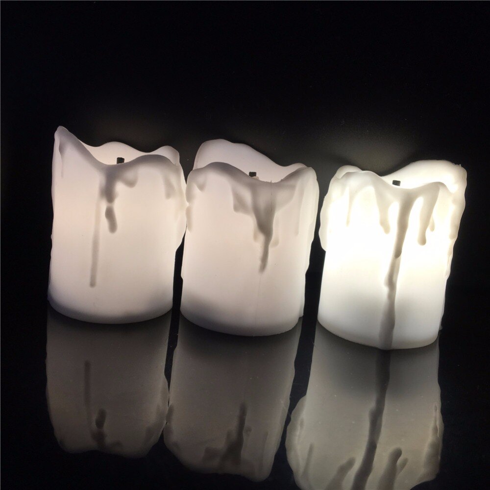 Set of 12 Warm White Big Votive Candles Flameless LED Electric Battery Powered Tealight Candles Wedding Decorative