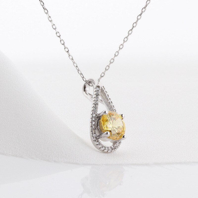 CC S925 Necklaces Pendants For Women Luxury Jewelry Cubic Zirconia Water Blue/Yellow Stone Accessory No Chain CCN258