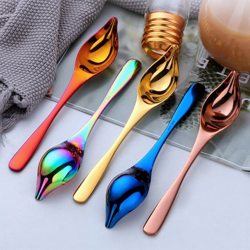 Stainless Steel Long Handle Duck Mouth Sauce Spoon Scoop Tableware Cooking Tool Coffee Spoon Chef Mini Cake Decoration Pencil