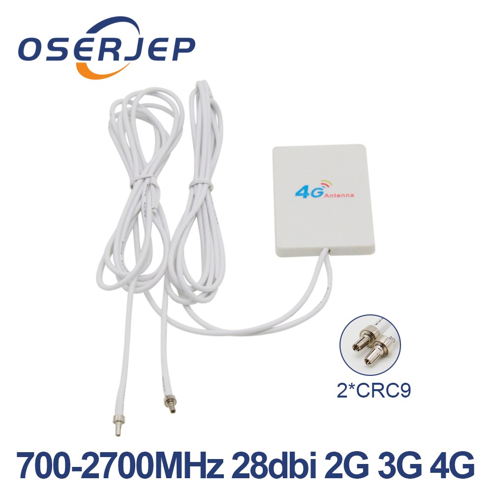 28dbi External Antenna LTE 4G Indoor Panel Antenna 700-2700MHz SMA/TS9/CRC9 Connetcor For 3G 4G LTE WIFi Router Modem 2M3M Cable