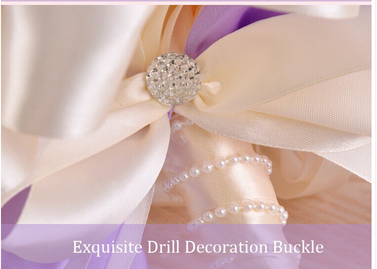 iLoveWedding Beautiful Purple Wedding Bouquet Handmade Bridal Flower Wedding Bouquets Artificial Pearls Flower Rose Bouquet