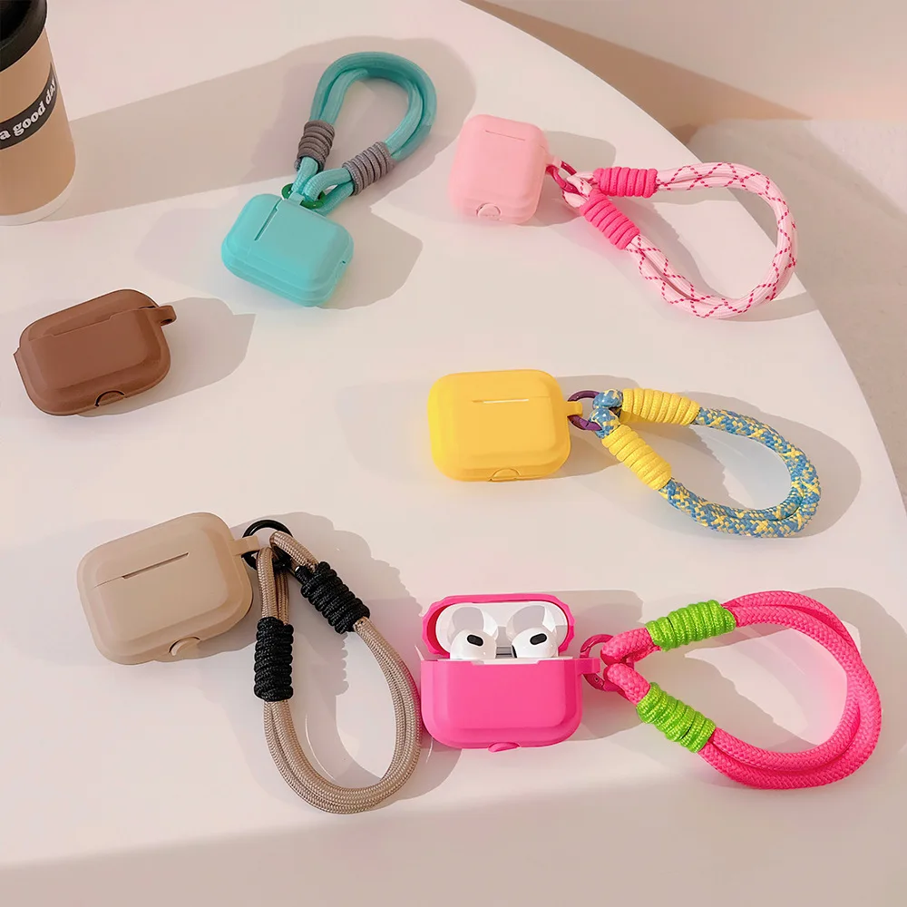 Case voor Apple AirPods 1 2 3 4 Pro 3e generatie Case Schattig met riem Fundas Earpods Soft Cover voor AirPods Pro 2 Case Siliconen
