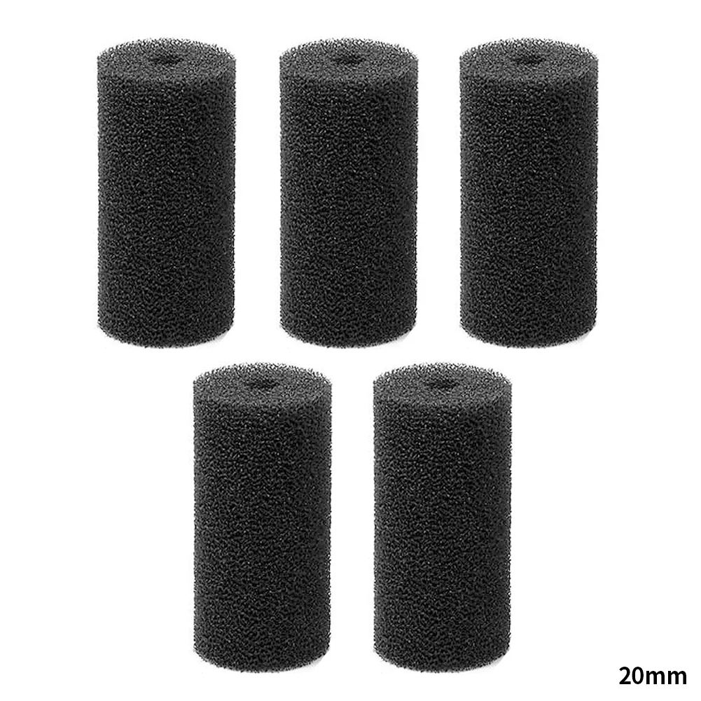Rouleau de mousse de filtre d'entrée d'entrée d'entrée d'entrée d'aquarium de poissons d'éponge de pré-filtre d'aquarium de 5 pièces pour empêcher le poisson crevettes être sucer l'outil de baril de filtre: Black