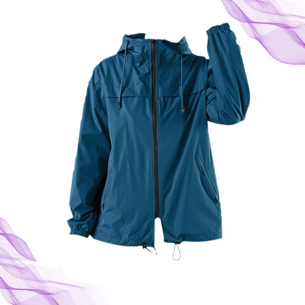 Leichte Regenmantel Mit Kapuze Wasserdichte Windjacke Ultra-dünne Bergsteigen Anzug Outdoor Winddicht Mantel Mit Kapuze Wandern Lon: Blue / S