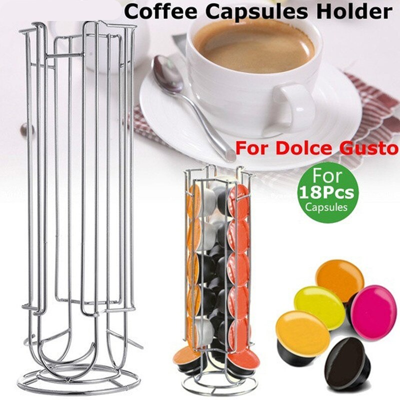 18-24-30 Capsules Zwart/Roestvrij Kleur Koffie Pod Houder Doseren Toren Stand Past Dolce Gusto Capsule opslag Plank Houder
