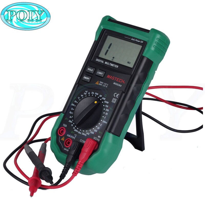 MASTECH MS8264 DMM Digital Multimeter AC/DC Volt Amp Res Cap Temp hFE Tester