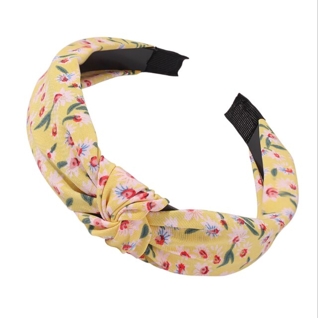 Eenvoudige Chiffon Hoofdband Voor Vrouwen Verse Bloem Brede Hoofdband Mode Haarband Kleurrijke Strik Vintage Haar Sieraden Accessoires: Yellow
