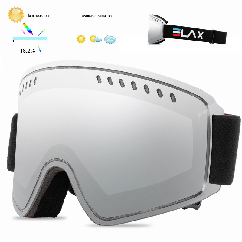 Elax nova marca dupla camada anti-nevoeiro óculos de esqui máscara de esqui óculos de neve snowboard googles homem mulher snowmobile eyewear: EL10