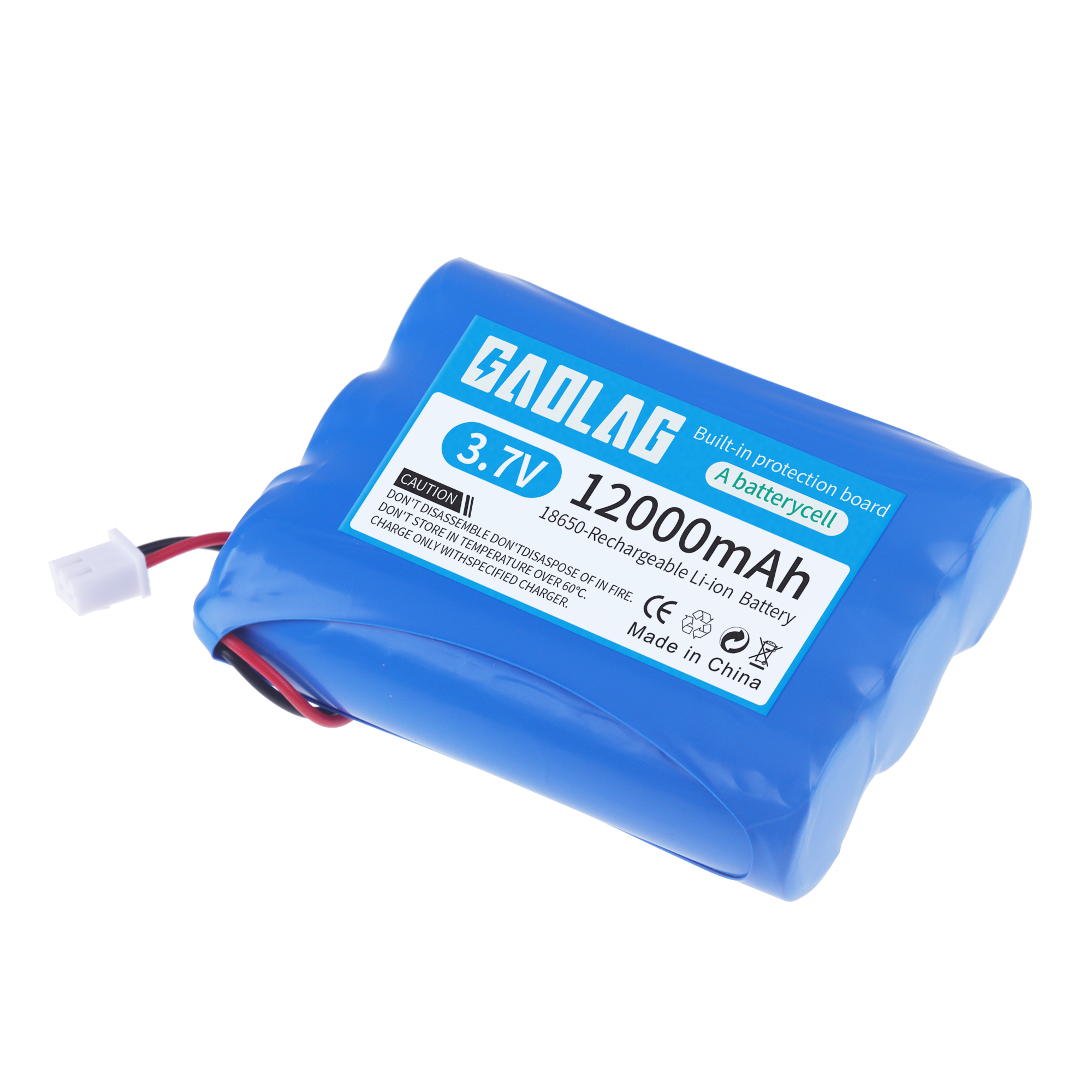 Lithium-Akku 3,7 V 18650 mit XH2.54-2P-Stecker 4500/6200/12000 mAh wiederaufladbarer Akku zum Angeln, LED-Licht, Bluetooth-Lautsprecher