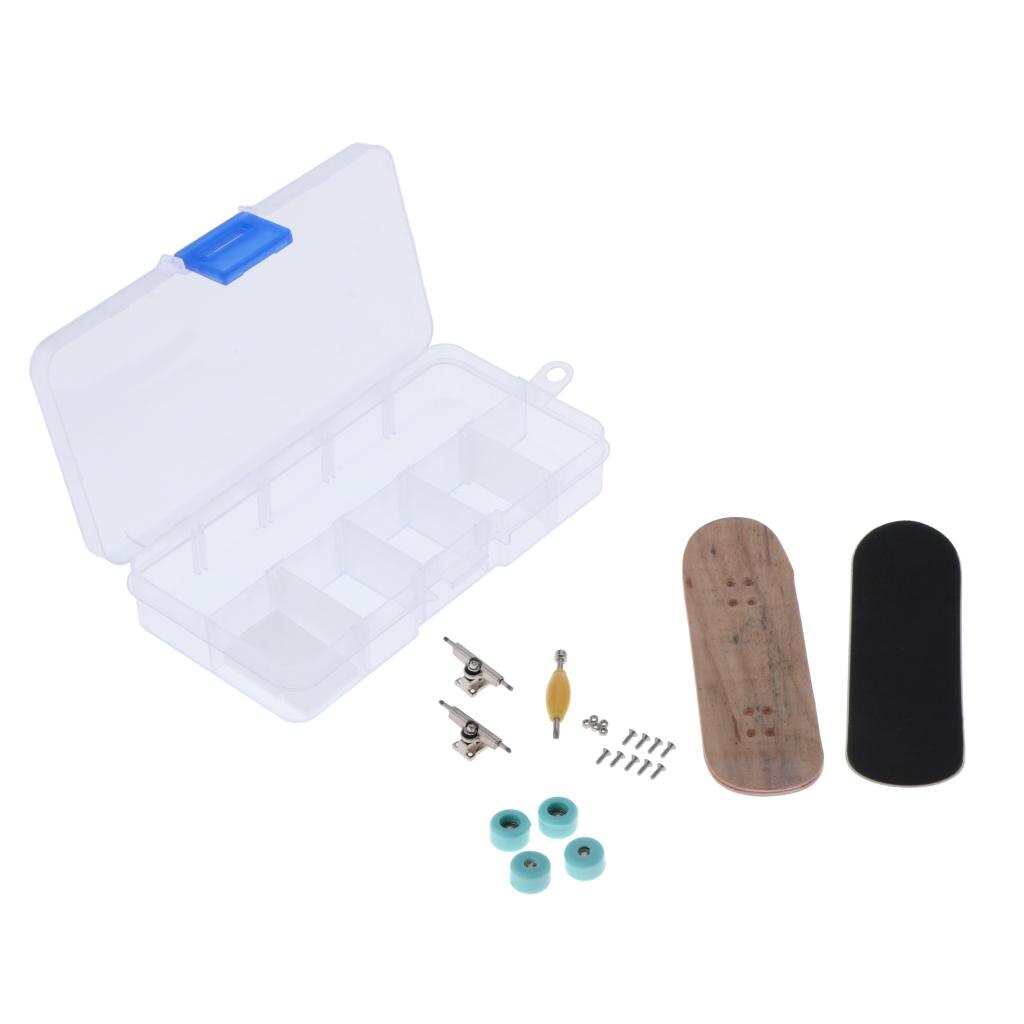 DIY Wooden Fingerboard Finger Skate Board Grit Box Maple Wood Tools Box: Light Blue