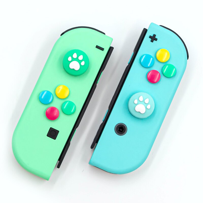 Thumb Stick Grip Cap ABXY Key Sticker Joystick Button Protective Cover Nintend Switch Joy-con Controller Skin Colorful Case: 10