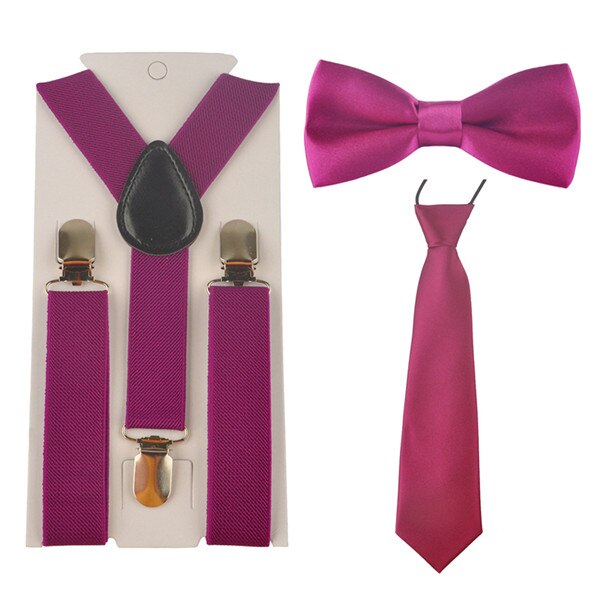 3Stck Schule Jungen mädchen freundlicher freundlicher befestigen elastische Hosenträger für hemd suspensorio Krawatte Bowties schmetterling Krawatte einstellen TR0001: Violett rot