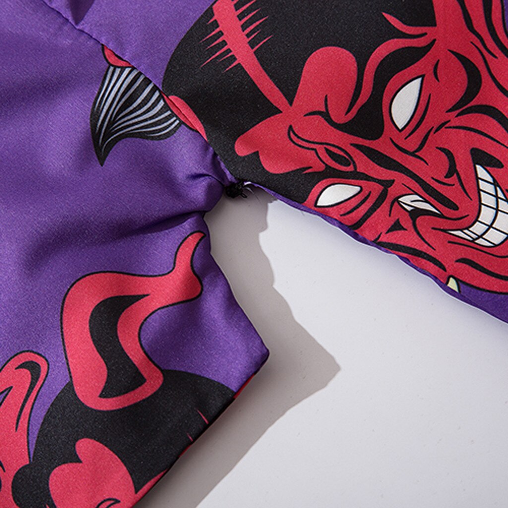 Kimono japonais à manches cinq points, streetwear, chemises diable, impression complète, chemises hawaïennes amples, harajuku, été