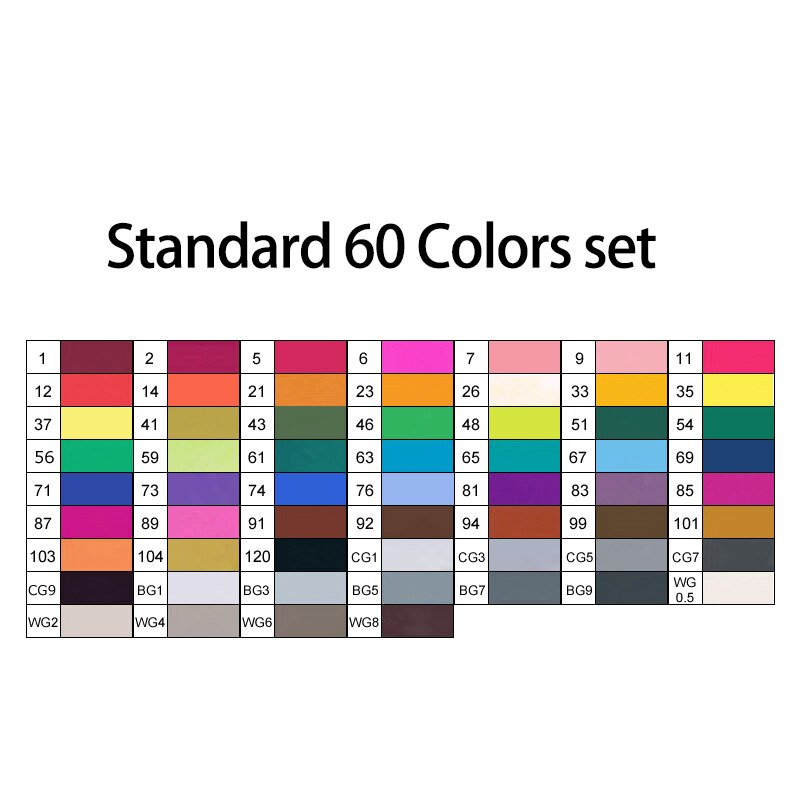 TOUCHNEW 80 Colors Soft Brush Markers Pen Dual tips Alcohol Based Markers set for Manga Drawing Animation Art Supplies: 60 Standard colors