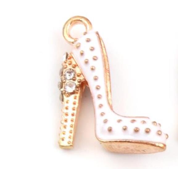 10pcs/pack Enamels High Heels Charms Making Women Shoes Pendant Necklaces Keychains Jewelry making 20X15mm: white