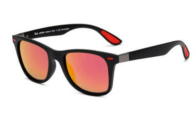 Gepolariseerde zonnebril heren dames klassieke vierkante plastic zonnebril voor autorijden heren zwarte tinten  uv400: Rood