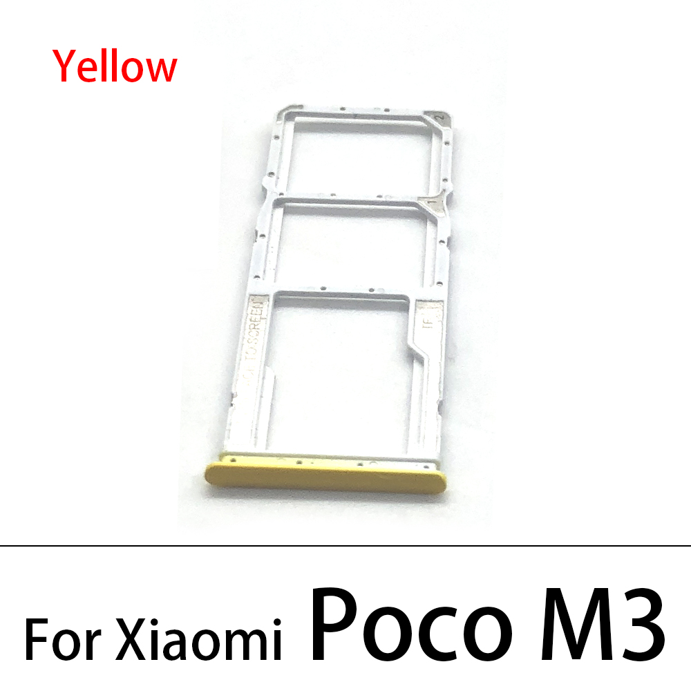 SIM Tray Holder For Xiaomi Poco X3 NFC M3 F3 F2 Pro Sim Card Tray Slot Holder Adapter Socket Repair Parts: Poco M3 Yellow