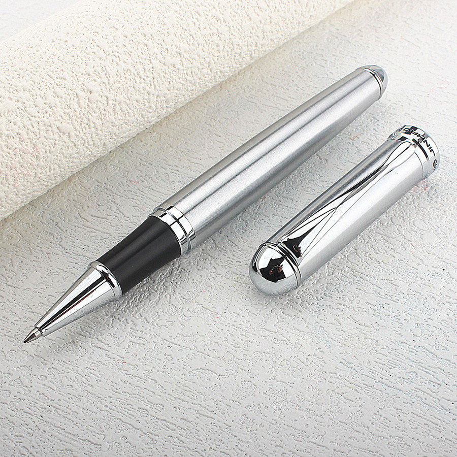 JINHAO 126 Luxury Pure Silver Rollerball Pen Metal Steel Ballpoint Pens with Case Office Supplies: Red