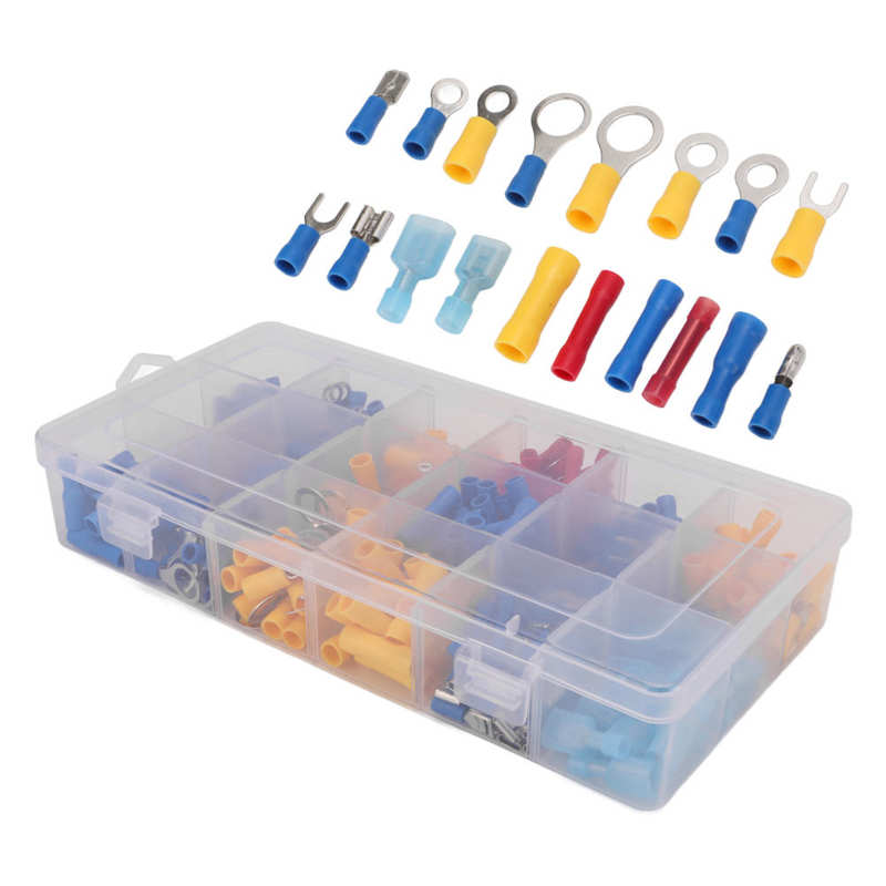 Wire Crimp Ends Anti Aging Wire Crimp Terminals Ring Spade Waterproof with Storage Box for Repairing