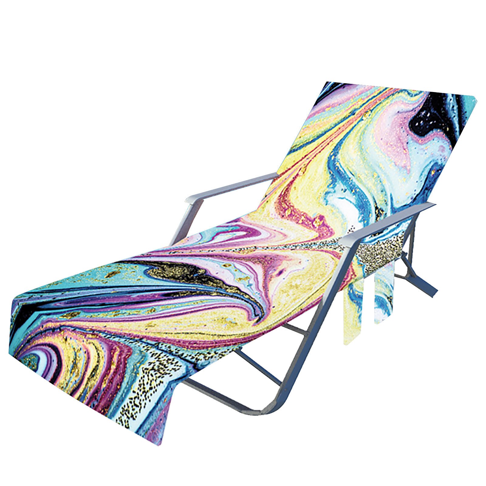 Ocean Series Recliner Cover With Side Pocket Soft Microfiber Sling Chair Summer Beach Towel Sunbathing Lounger Towel: F