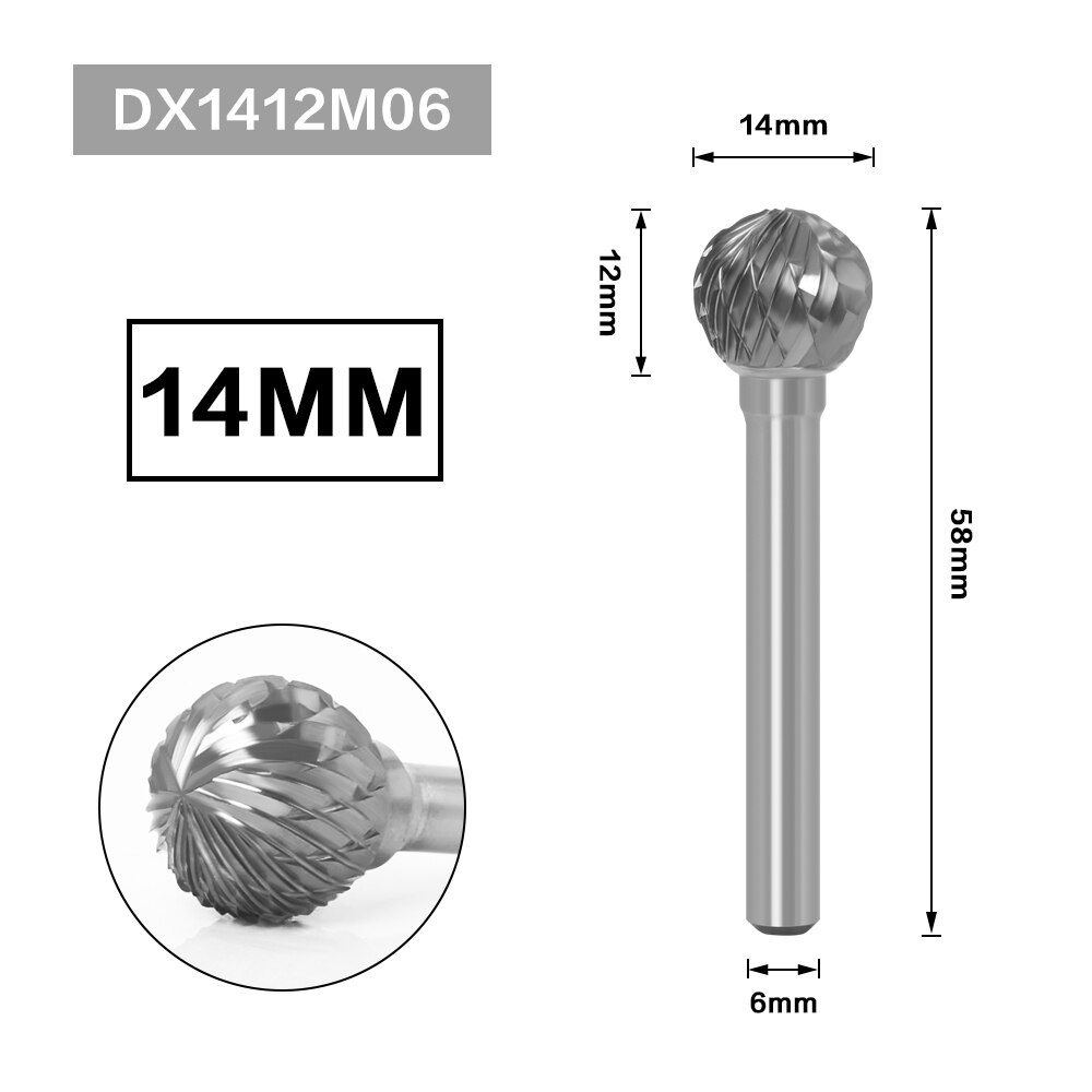 6MM Metal Drawing Tungsten Carbide Milling Cutter Rotary Tool Burr CNC Engraving Abrasive Tools Metalworking Milling Polishing