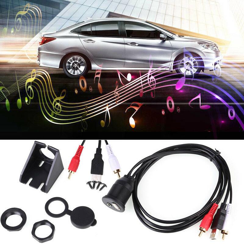 Extension Cable Car Dashboard Motor USB 2.0 3.5mm AUX Lead Extension Cable Car Accessories