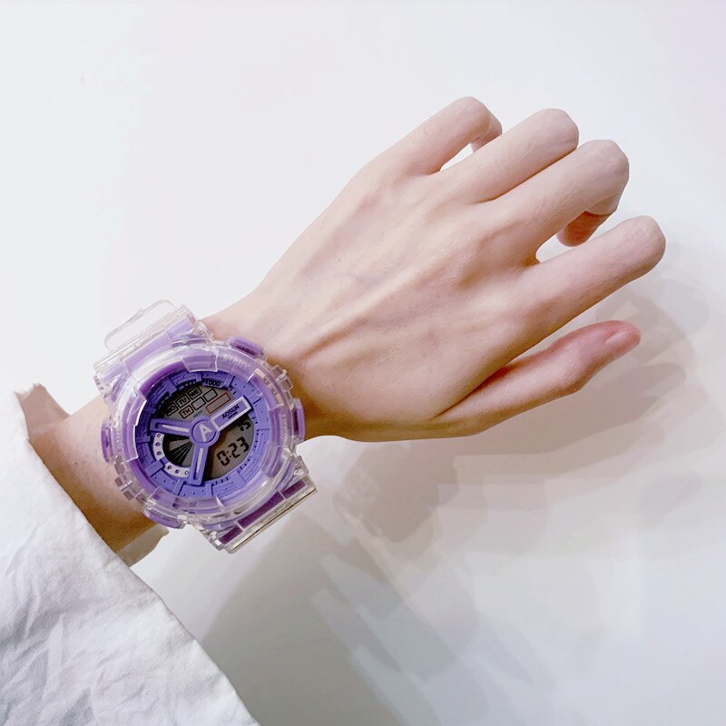 Sport montre numérique hommes femmes veilleuse LED montre Silicone électronique garçon fille montre Couple montres enfant horloge relogio reloj: purple
