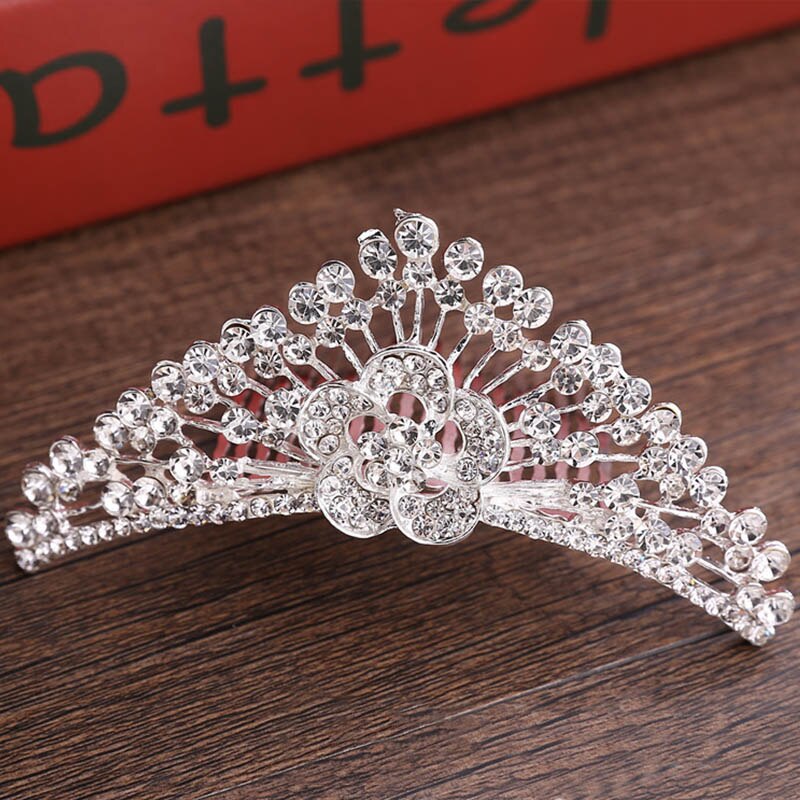 FORSEVEN Mini Silber Farbe Perle Strass Kristall Frauen Mädchen Prinzessin Diadem Hochzeit Haar Kamm Stil Tiara Krone Haar Schmuck: Style 07