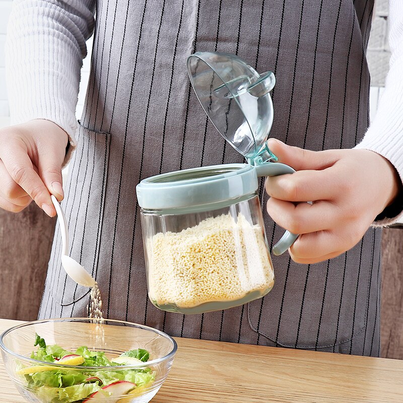 Lids Bulk Spice Jars Spoon Set Glass Shakers Salt Pepper Spice Storage Container Salero De Cocina Kitchen Organizer EA6TWG