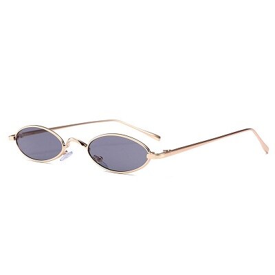 Kleine ovale ultravioletbestendige zonnebril met retro metalen montuur, geelrood, vintage ronde zonnebril, inisex wandelbril: 03