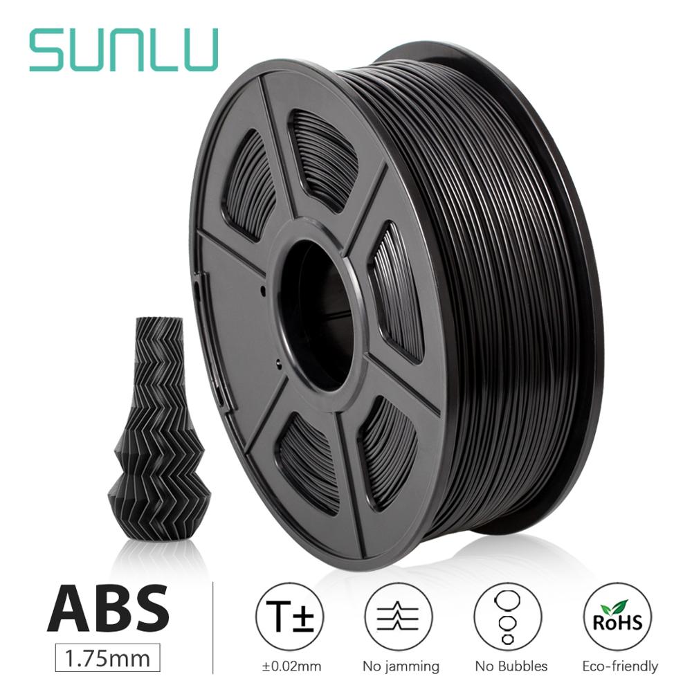 Sunlu Abs 3D Printer Filamenten 1.75Mm 2.2LBS/1Kg Met Spool Zwart Abs Filament: ABS-BLACK