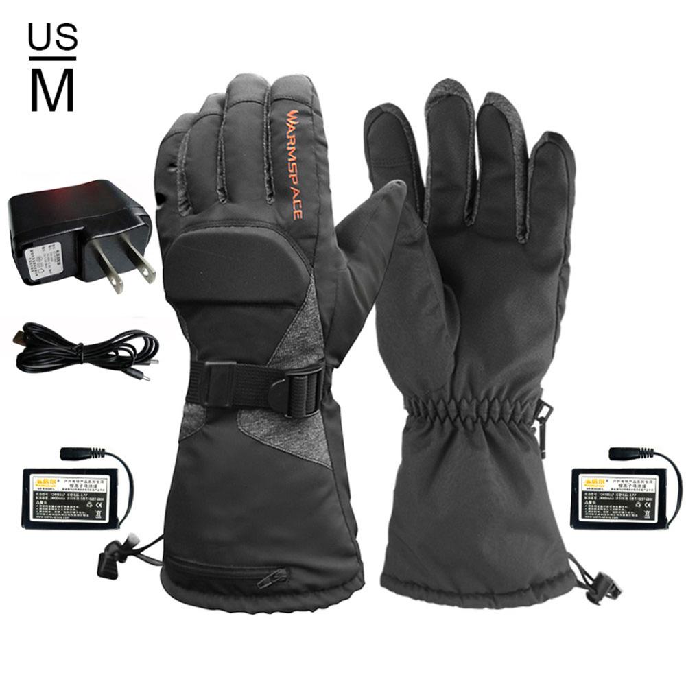 Electric Heated Gloves Warm Heating Mittens USB Rechargeable Gloves For Men Women Riding Skiing 7.4V 2600mAh: M US