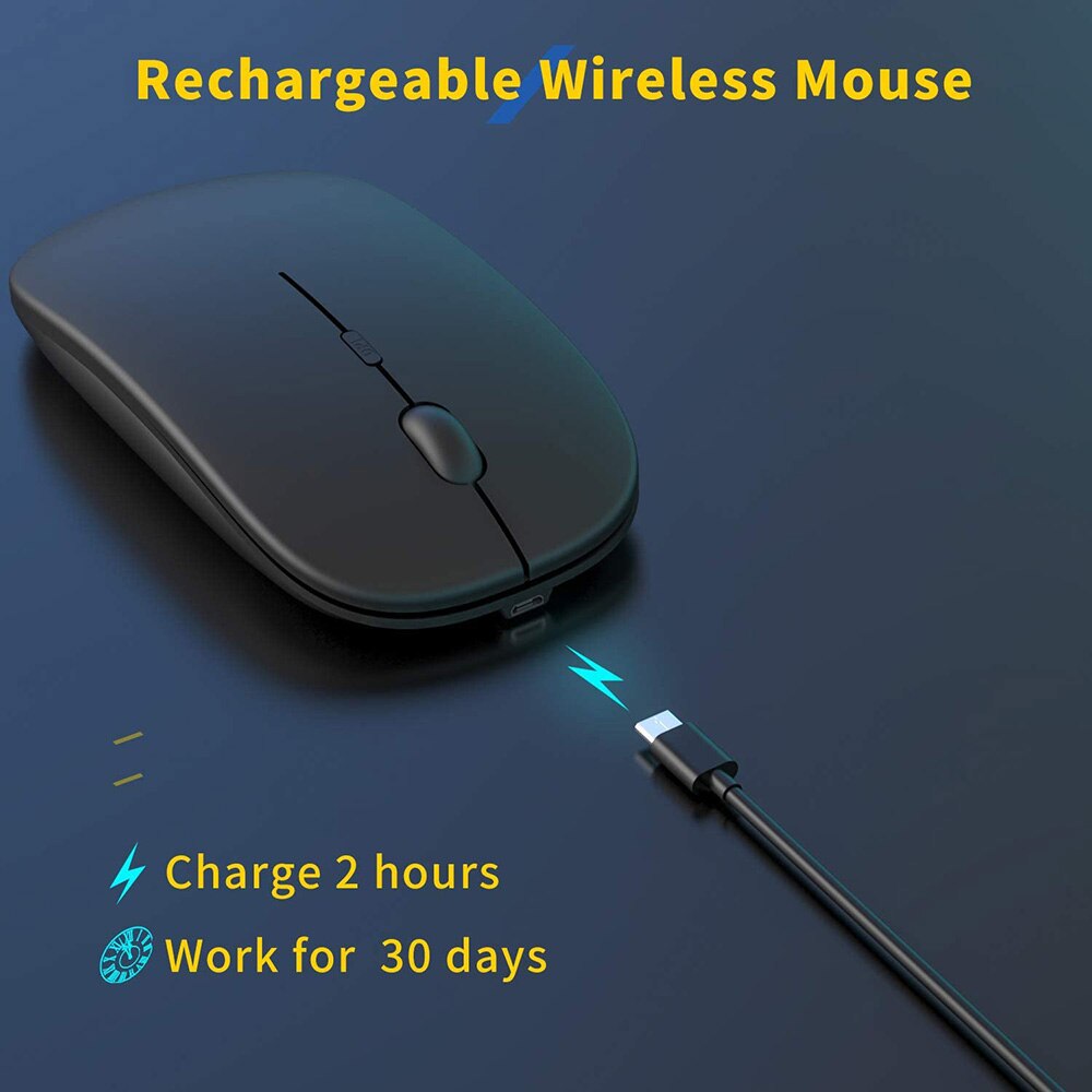 Bezprzewodowa ładowalna mysz do komputera Laptop, bezprzewodowa mysz Slim Mini Noiseless, myszy 2.4G do domu/biura