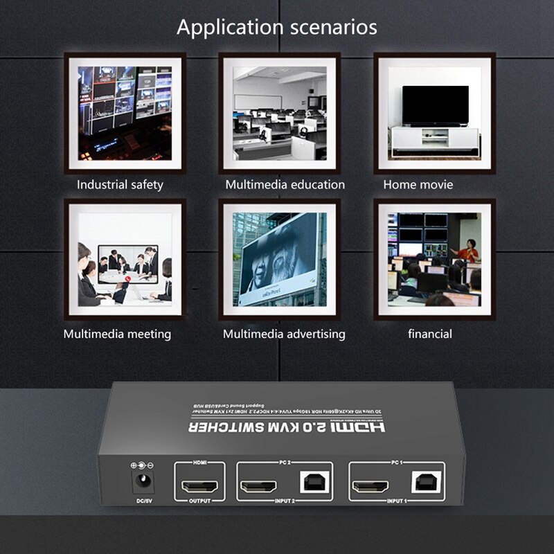 Hdmi Kvm Switch 4K @ 60Hz Usb 2.0 Hdmi 2 Port Usb Kvm Switch Box Draadloze Toetsenbord En muis Eu Plug
