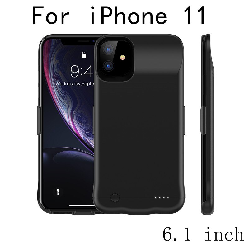Slim Battery Charger Cases for iPhone 11 Pro Max External Power Bank Case for iPhone 11 Back clip battery Case Charging Cover: i11-Black