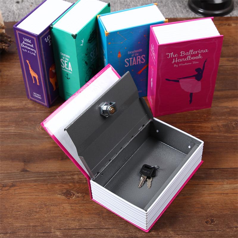 Caja fuerte de seguridad oculta para el hogar y la Oficina, caja fuerte de acero con cerradura de llave, libro de simulación, cajas de viaje, tamaño S, 4 colores, 118x115x55mm