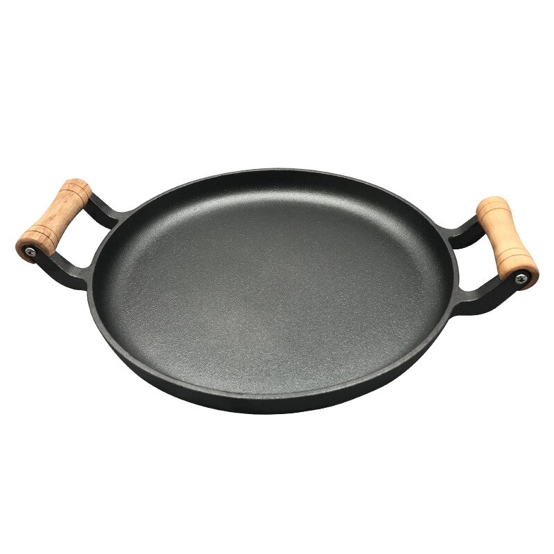 Houten Handvat Binaural Gietijzeren Koekenpan Koekenpan Verdikte Kleefrijst Ongecoat Pannenkoek Pan Non-stick Pannenkoek Pan: 35cm