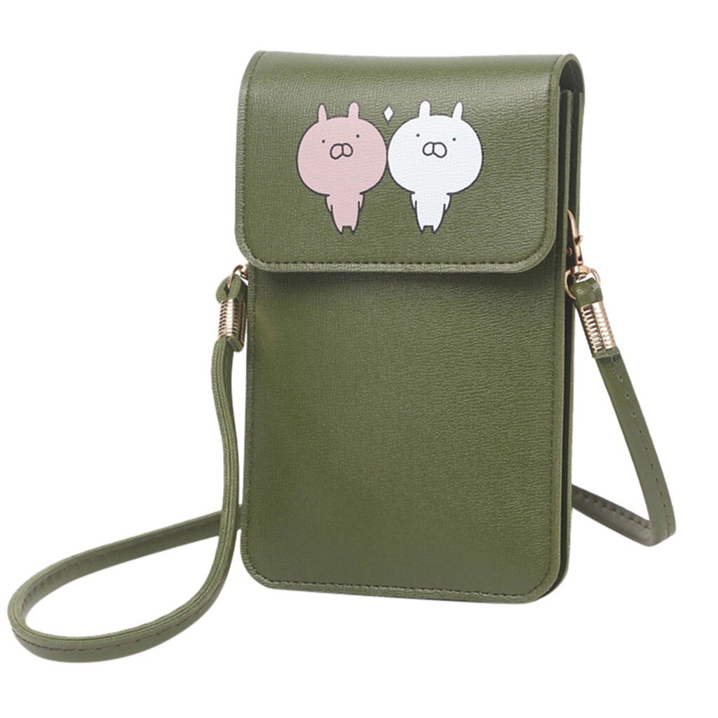 Mode Kleine Crossbody Tassen Voor Vrouwen Mini Mobiele Telefoon Tas Met Back Side Clear Aanraken Screen Venster Lederen Tas Portemonnees: Green 