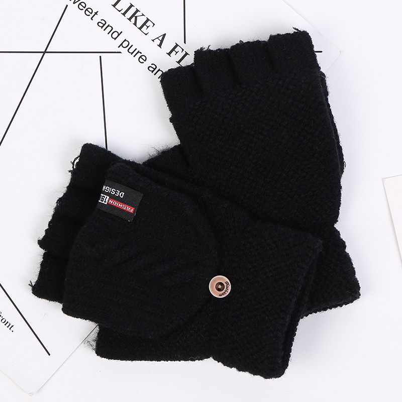 Halvfinger hansker herre flip dress hansker imitert kashmir utendørs ridning varme hansker