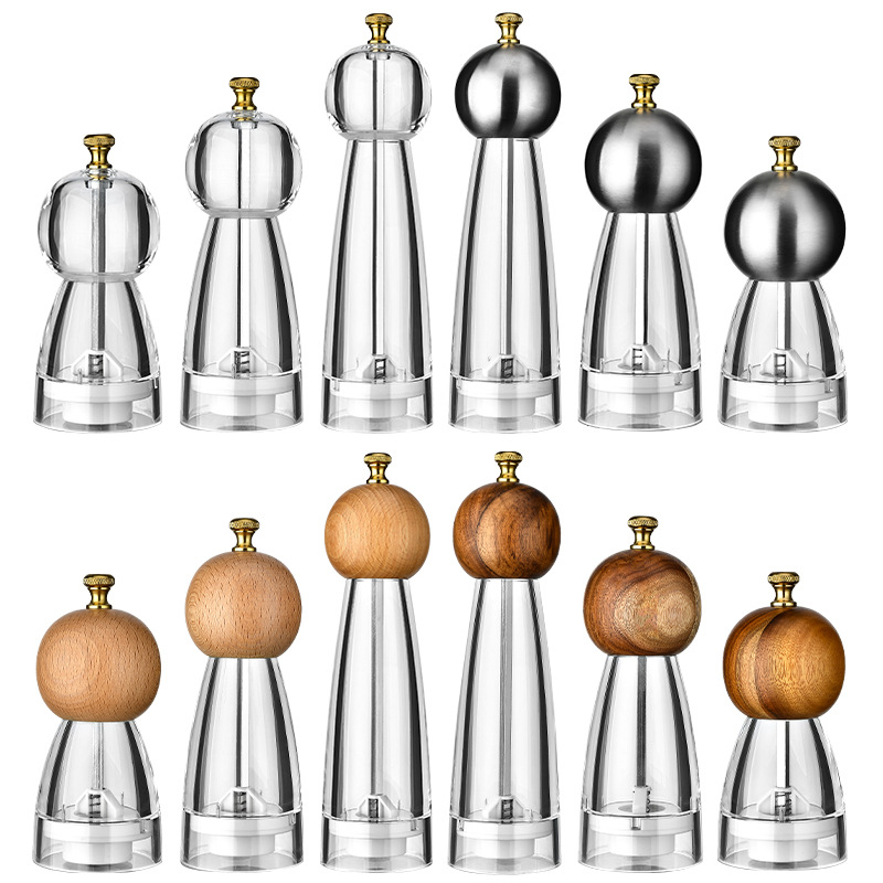 5/6/8 tums manuell pepparkvarn akryl keramisk kärna peppar havssaltkvarn multifunktionell spannmålskvarnar kryddkvarnar prylar