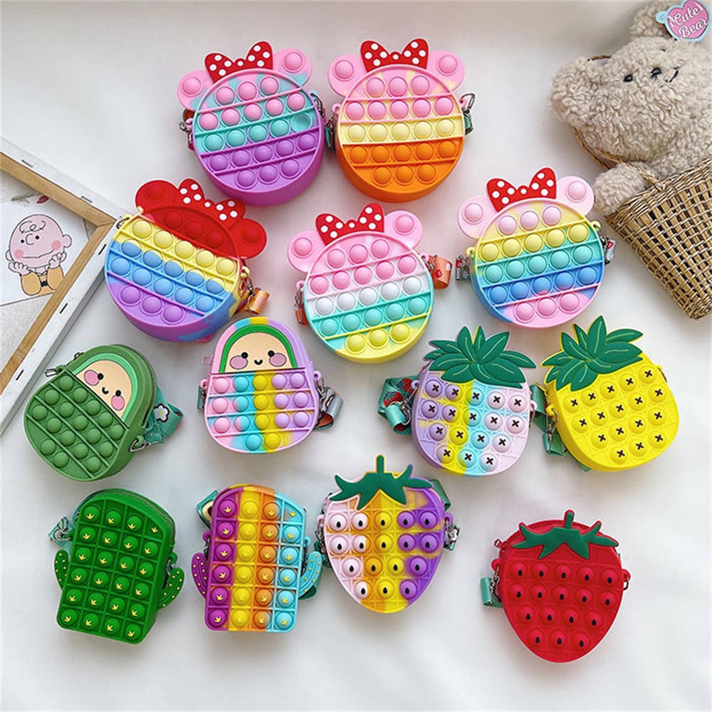 Fidget Toys Popit Press Bag Unicorn Bag Rodent Control Pioneer Wallet Bag Coin Purse Diagonal Bag Silicone Bag For Girls