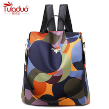 Mochila De mujer Oxford impermeable de , , círculos de colores, mochilas antirrobo para mujer, mochila de gran capacidad para mujer