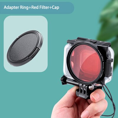 Filtro de buceo 58mm anillo para Gopro 8 Accesorios Negros funda impermeable Original filtros de buceo submarino rojo púrpura + 16 Close Up: Set A