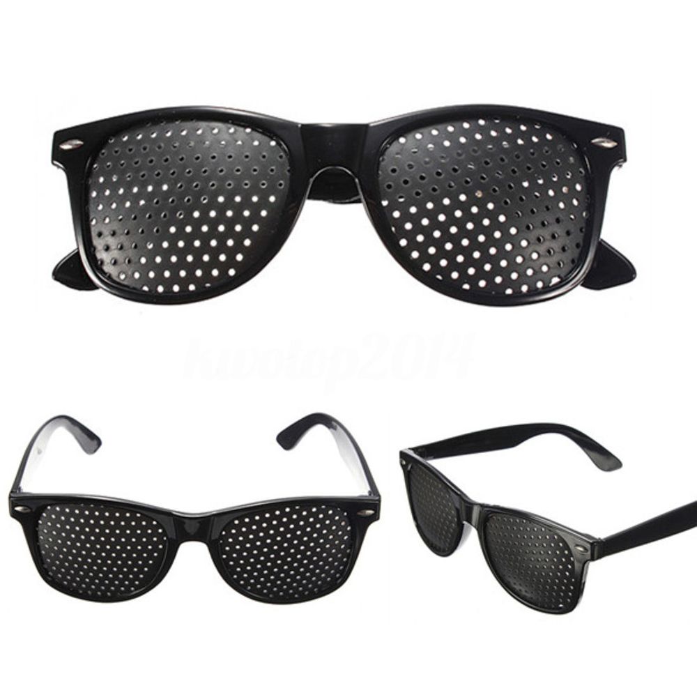 Lunettes noires pour l'amélioration de la vue,dispositif à petits trous pour exercice des yeux, anti-soleil, camping, pour entraînement,