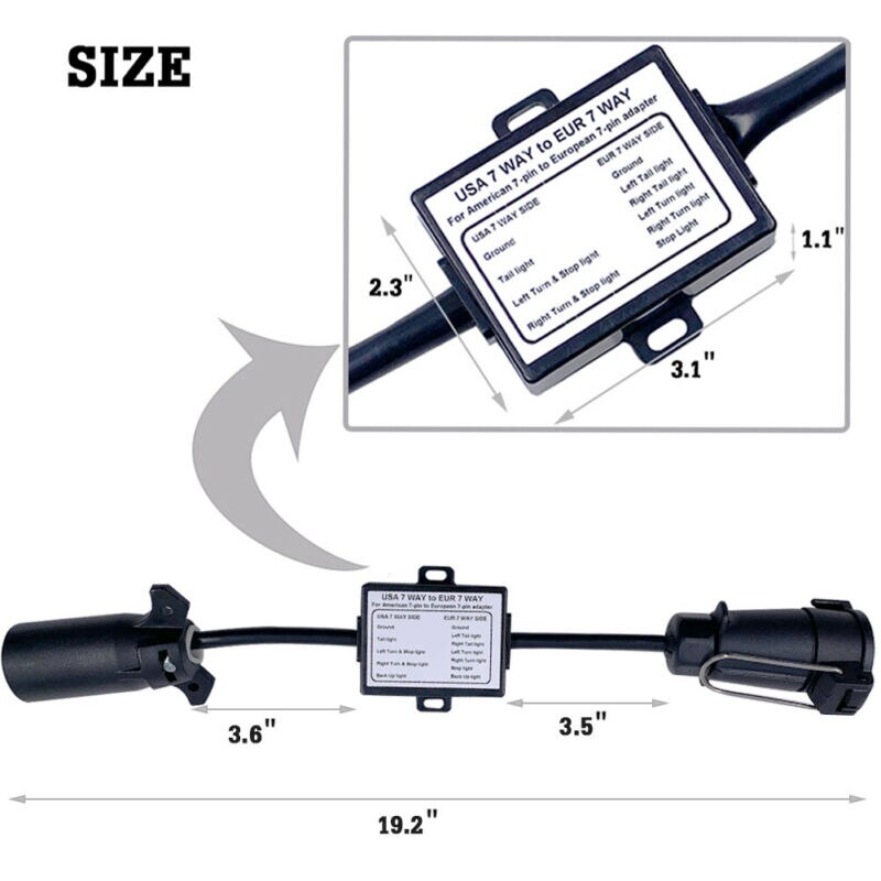 Usa Naar Eu Trailer Licht Converter Ons 7-Way Blade Socket Naar Eu 7-Pin Ronde Plug Scheiding remlicht Circuit Connector Adapter