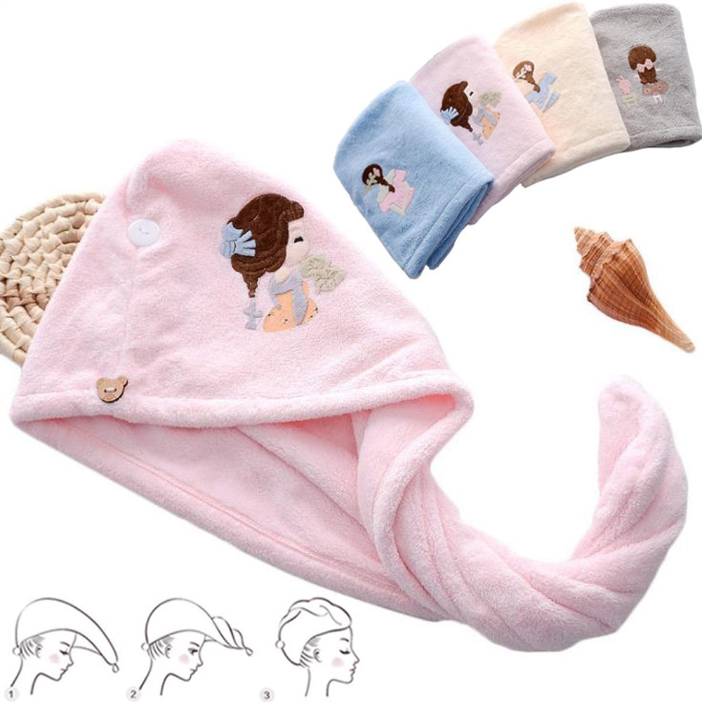 1 stk kvinder magisk hår tørring håndklæde hat mikrofiber hurtig tør turban til bad brusebad kvindelige soild farve bløde tørre hår hatte