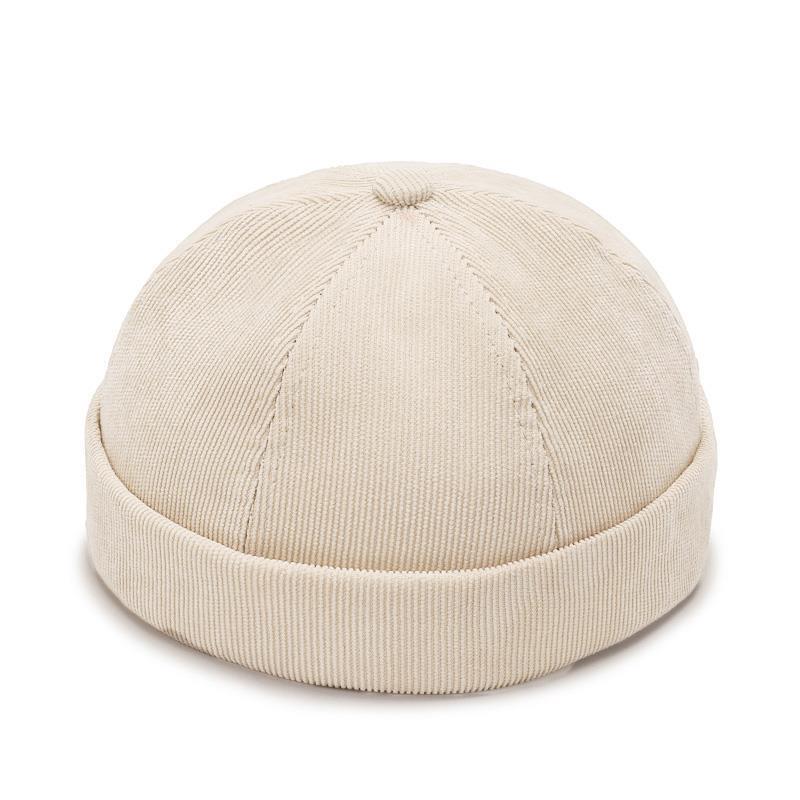 Brimless Skullies Cap Retro Men Adjustable Docker Caps Denim Beanie Hat Hip Hop Hat Vintage Solid Skullcap Unisex Bucket Cap: Brown