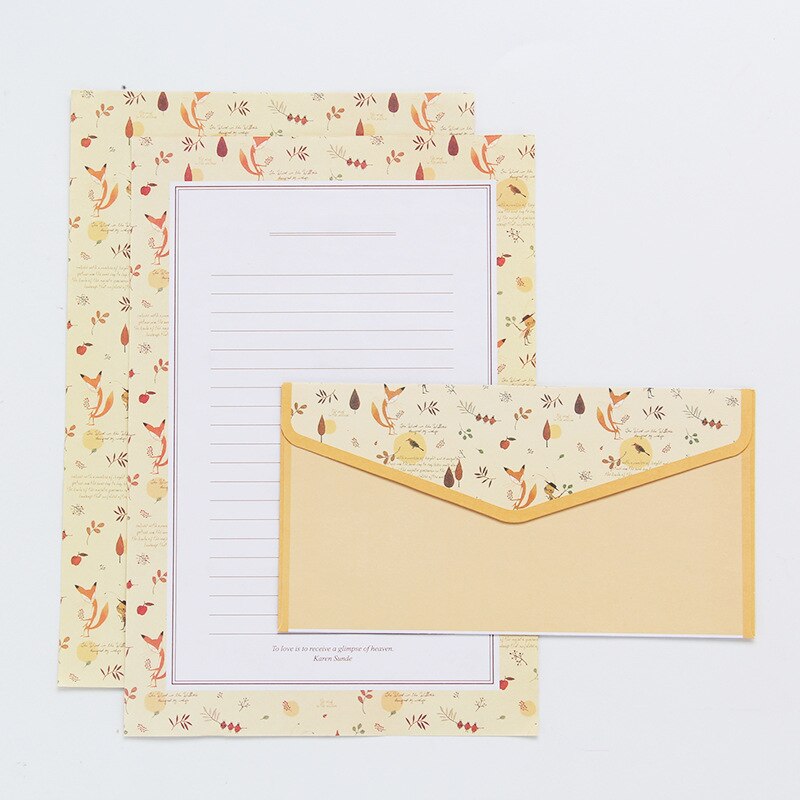 EZONE A5 6Stck Schreiben Papier + 3Stck Umschlag setzt SchöNe Blume aufbringen Linie Seite Literarischen Stil Schreibwaren Papier knapp Papier: 2