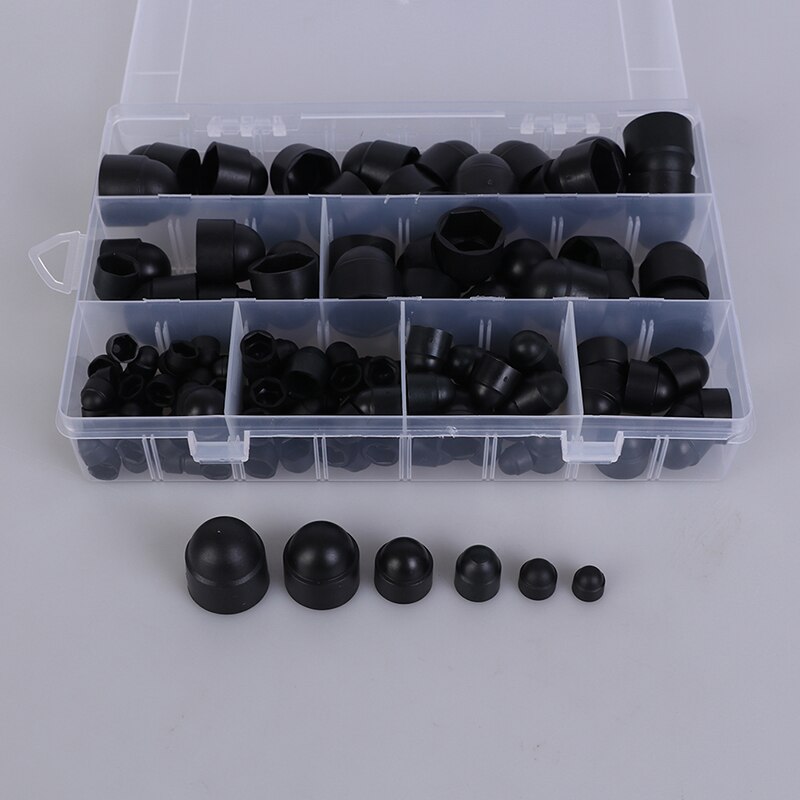 145PCS/SET Hex Nut Cover Protective M4-M12 Bolt Cap Protection Caps Covers Exposed Hexagon Plastic: BK